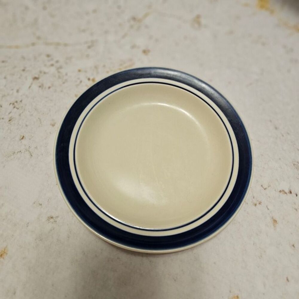 Gibson Housewares Blue Rim Stoneware Saucer – 5.75” – Vitrified China – Microwav